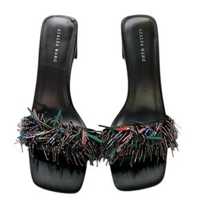 Azalea Wang Black Beaded Women's Sandals